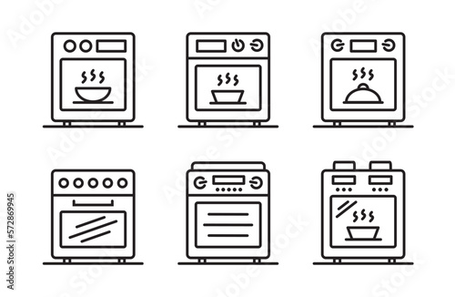 oven icon microwave icon cooking concept for kitchen interior design themes, website, books, pictogram for app web logo banner - Vector