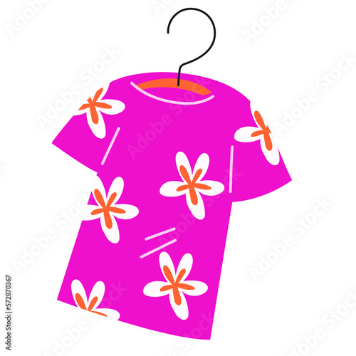 T-shirt with summer print, flat vector illustration isolated on white background. T-shirt for youth fashion and textile prints. Sportive and casual clothing. © Мария Гисина
