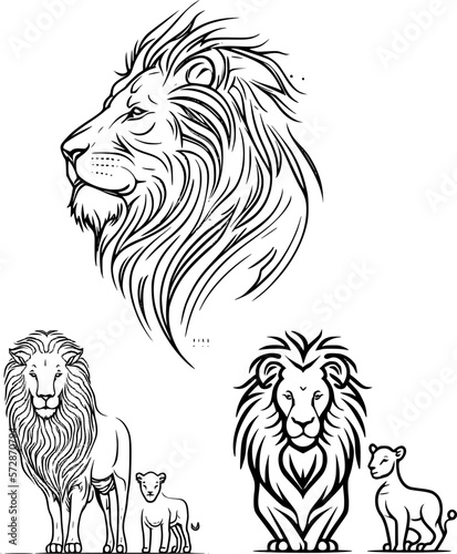 Logo, icon image of a lion with a family