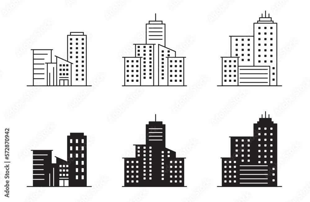 Buildings icon office zone, city icon for web app logo banner poster