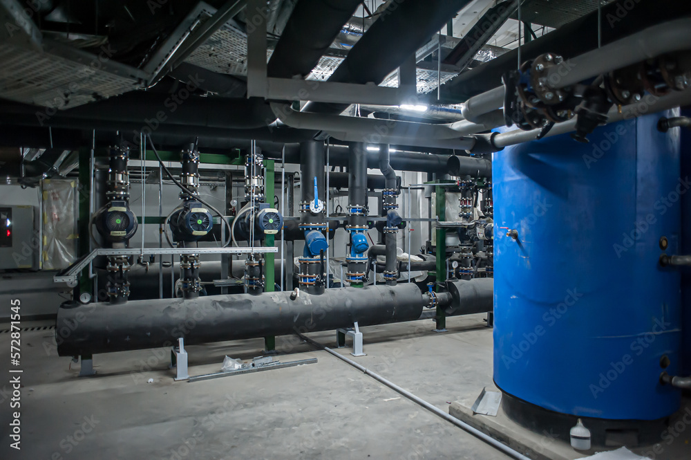 Huge industrial boiler services and air handling unit in the