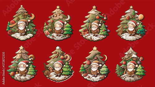 A Various of Cute Christmas Badge (Chritmas Tree, Santa clause, Snow)