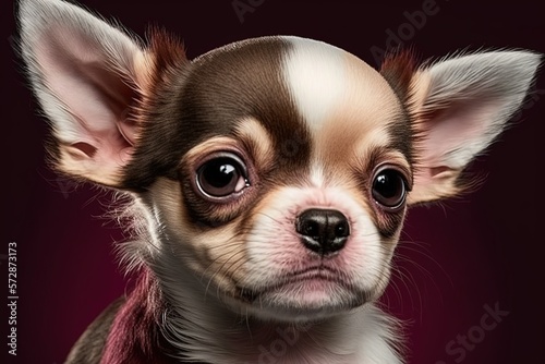 Chihuahua dog on a burgundy backdrop, a photo by danielle Generative AI photo