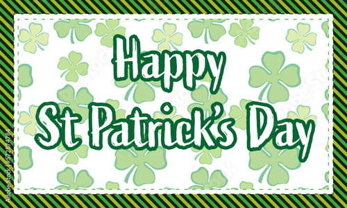  St Patricks Day Border Frame Background with Shamrock and Clover Leaves 