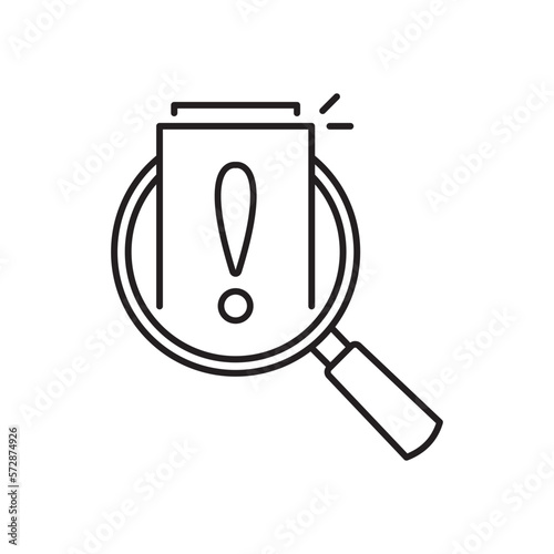 thin line doc like assesment or crisis audit icon. concept of important tax statistics symbol or business procedure sign. simple linear alert page logotype graphic web stroke design isolated on white