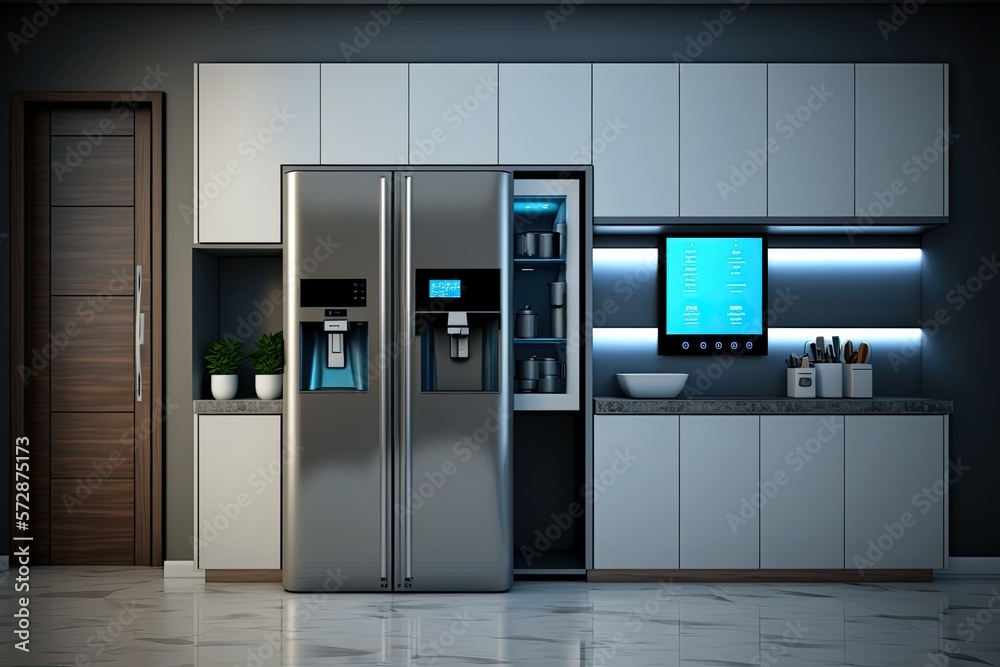 Stylish and functional modern kitchen with sleek design perfect for cooking and entertaining, Generative AI