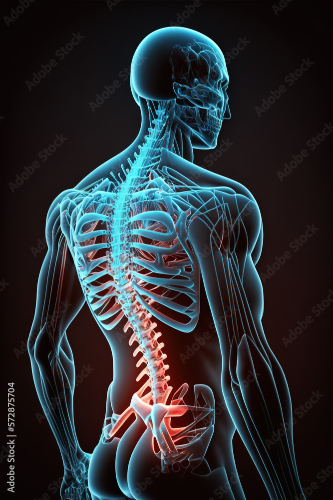 Back pain. Lumbago, sciatica. Generate by AI