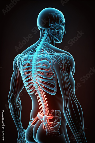 Back pain. Lumbago, sciatica. Generate by AI photo