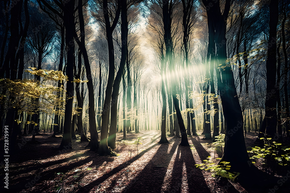photos Beautiful forest in spring with bright sun shining through the trees photography made with Generative AI photos Beautiful forest in spring with bright sun shining through the trees photography made with Generative AI