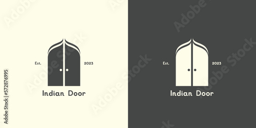 Indian door silhouette logo design illustration Creative idea flat symbol, vector icon, simple niche decor, minimalist property. for corporate brands