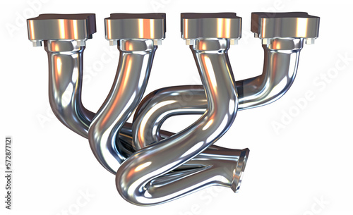 Tableau sur toile Vehicle Exhaust Manifold 3D rendering on white background