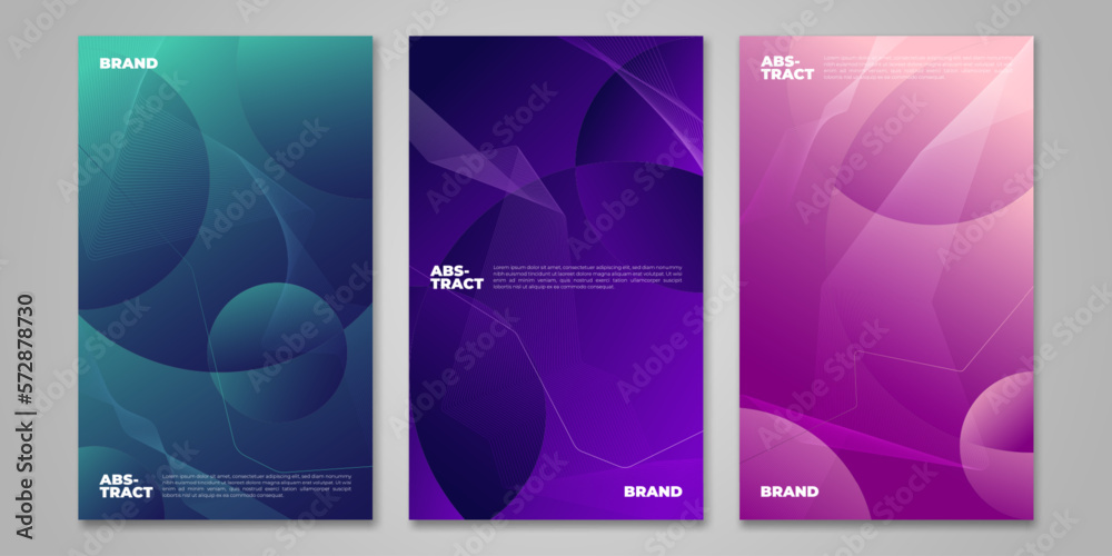 Simple Modern abstract Covers Template Design. Set of Minimal Geometric Gradients for Presentation, Magazines, Flyers, Annual Reports, Posters and Business Cards. Colorful geometric background.