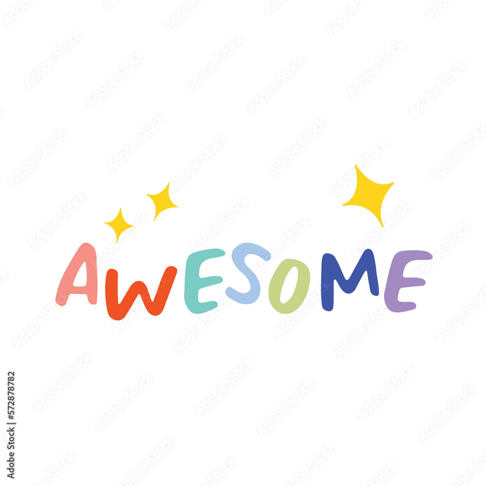 Sticker cute AWESOME word