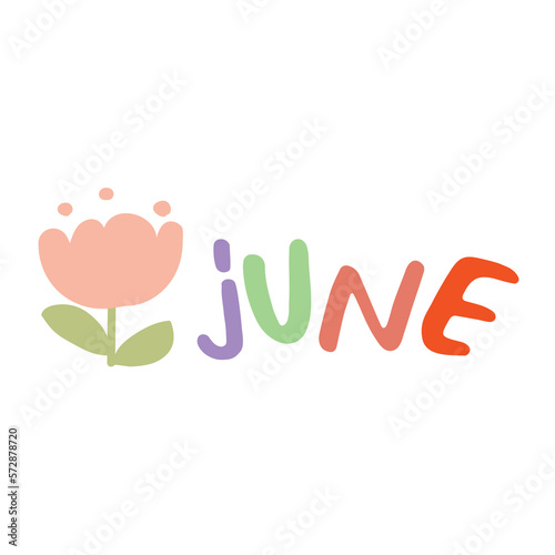 Sticker cute JUNE word