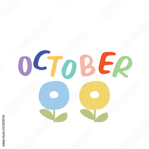 Sticker cute OCTOBER word