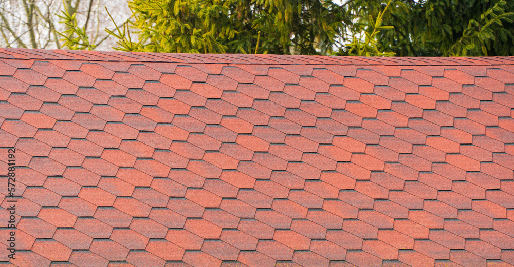 Asphalt shingles roofing construction waterproofing for new house, on