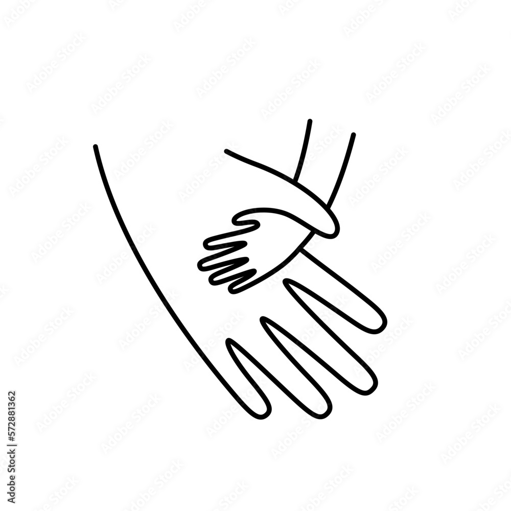 Obraz premium Child hand in parent hand illustration