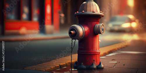 a fire hydrant in the street . ai generative