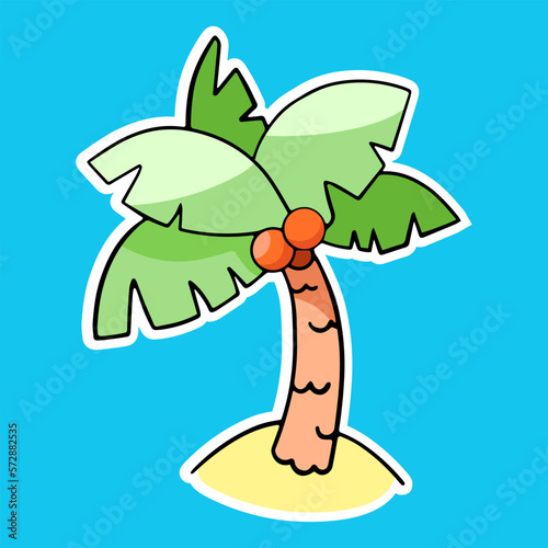Cartoon palm tree, vector design element, hand drawn