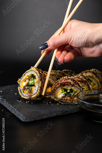 sushi rolls on a plate