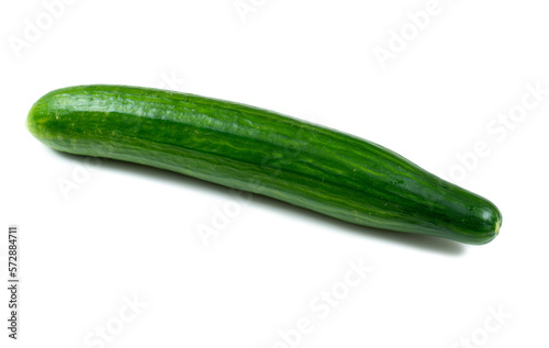Single green Cucumber isolated on white.