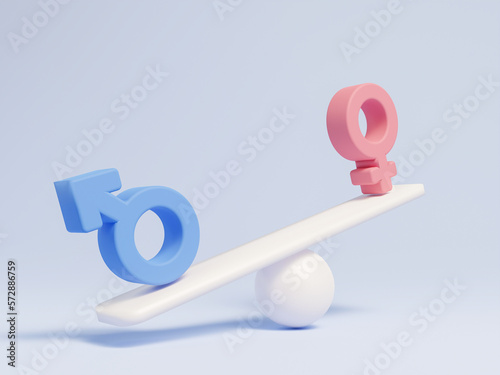 3D Patriarchy, Sex inequality. gender inequality Sexism depicts a man and a woman standing on unbalanced scales.