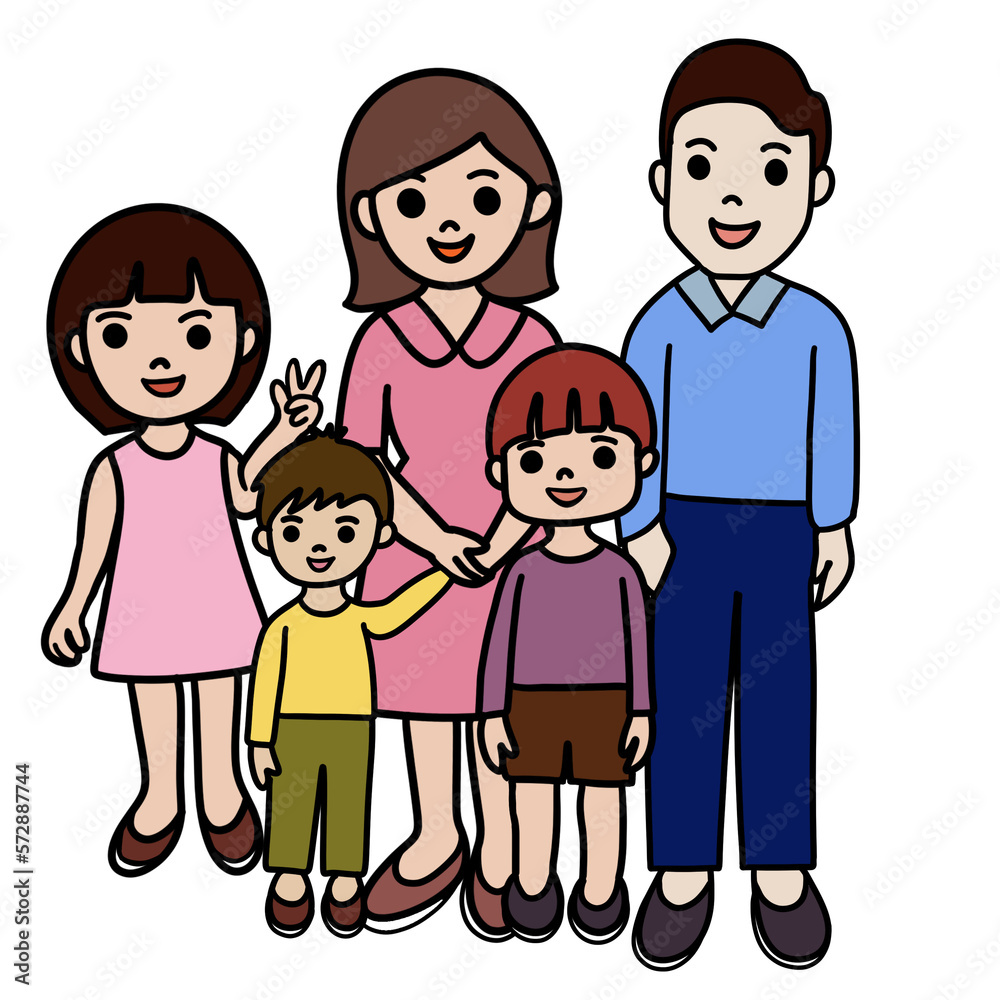 family portrait, parent and children