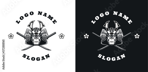 Chimp samurai emblem graphic logo design