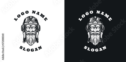 Beardy pilot emblem graphic logo design