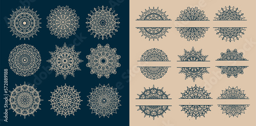 Mandala Pattern Elements With Frame Version