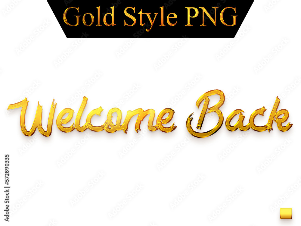 Obraz premium Welcome Back in Gold Text Bold Typography Transparent PNG 