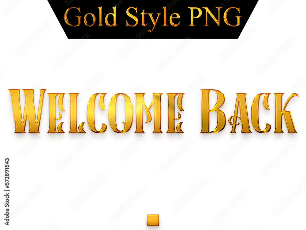 Fototapeta premium Welcome Back in Gold Bold Text LetteringTransparent PNG 