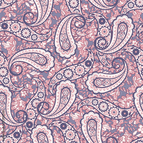 Paisley Floral oriental ethnic Pattern. Seamless Vector Ornament. Ornamental motifs of the Indian fabric patterns.