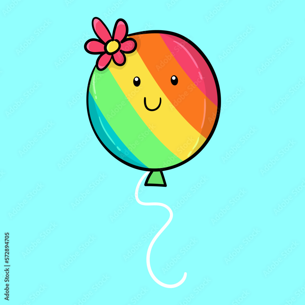 Illustration of a rainbow balloon. Unicorns party. Vector illustration Illustration of a rainbow balloon. Unicorns party. Vector illustration
