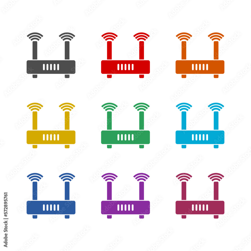 Obraz premium Wifi router icon isolated on white background. Set icons colorful