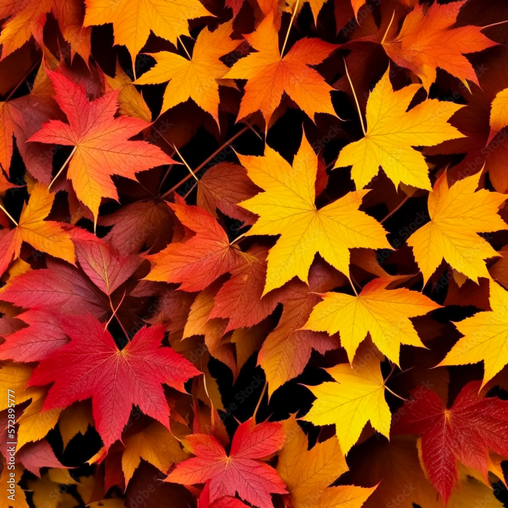 Autumn colorful maple leaves background. Generative AI Autumn colorful maple leaves background. Generative AI