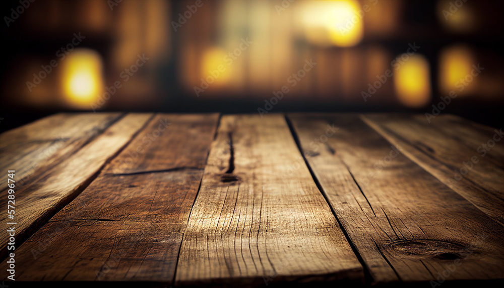 Empty wooden table background with glowing background Empty wooden table background with glowing background
