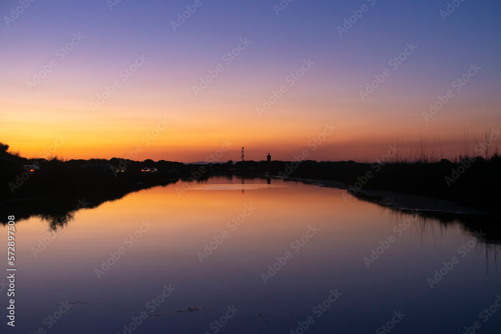 sunset over lake