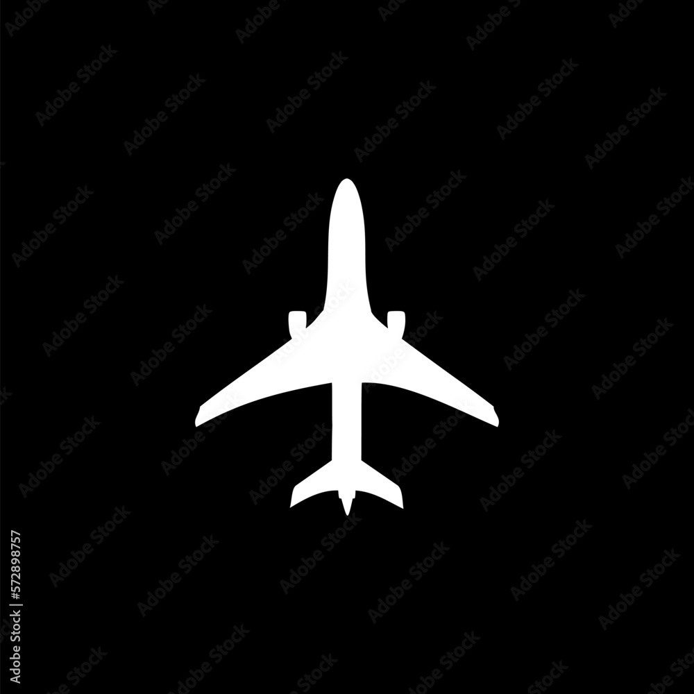 Airplane icon. Simple style travel icon isolated on black background.