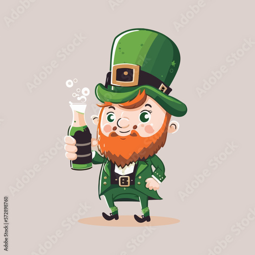 Wallpaper Mural Funny Leprechaun Man Character Holding Beer Bottle On Beige Background. St. Patrick's Day Concept. Torontodigital.ca