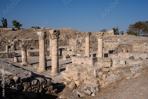 Byzantine Church on the Amman Citadel in Jordan with Corinthian Columns