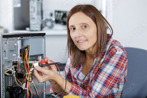 Wallpaper Mural a woman fixing a computer Torontodigital.ca