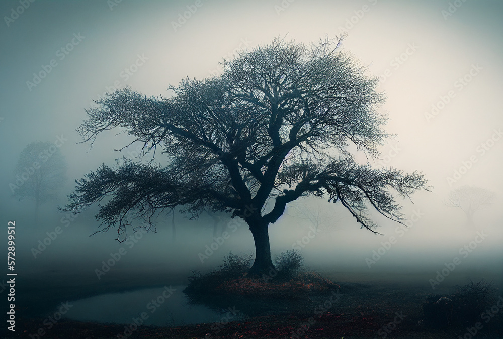 Tree on a foggy day Tree on a foggy day