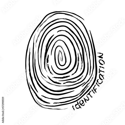 Fingerprint identification outline vector illustration isolated on white background.