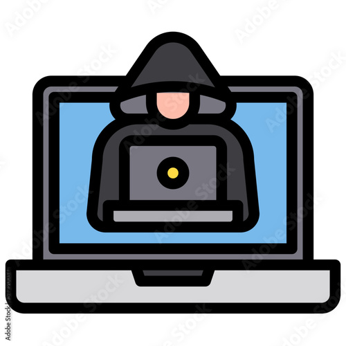 Hacker blue outline icon