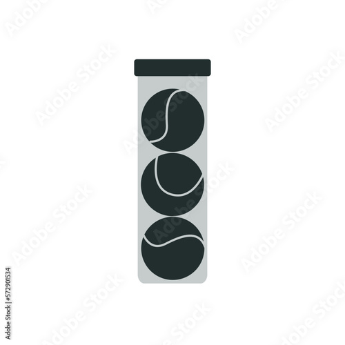 Flat vector illustration in childish style. Hand drawn pressurized tennis balls in a jar