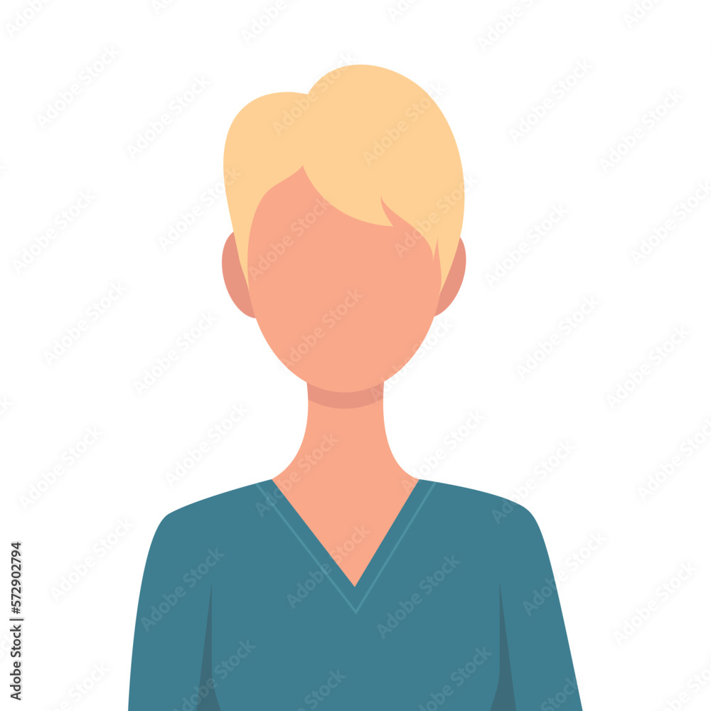 Woman with short blond hair. Vector illustration isolated on white background in flat style.