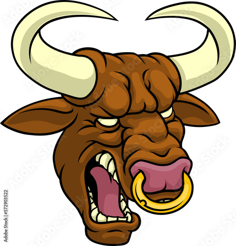 Bull Minotaur Longhorn Monster Cow Mascot Cartoon photo