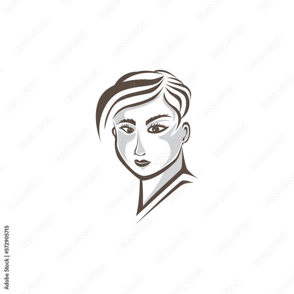 face logo abstract female vector illustration design