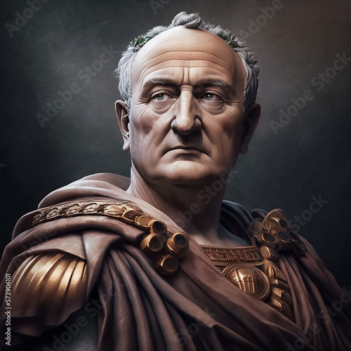 Roman empire. Roman emperor Vespasian (69–79 CE). Created with Generative AI technology.